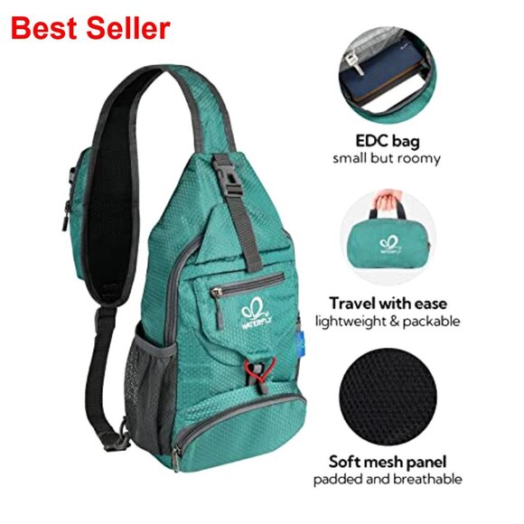 Water-Resistant Polyester Sling Backpack for Hiking Travel Daypack